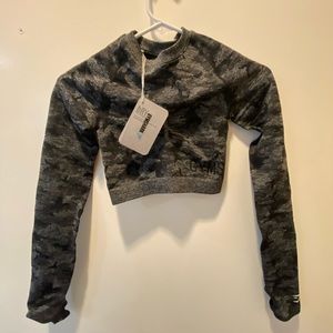 Gymshark Black Camo Long Sleeve Crop